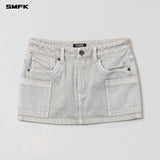 SMFK 2605 复古牛仔短裙 湮灭白
