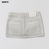 SMFK 2605 复古牛仔短裙 湮灭白