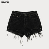 SMFK 2501 十字经典荒野牛仔短裤 黑