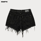 SMFK 2501 十字经典荒野牛仔短裤 黑