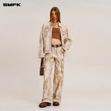 SMFK 2510 野性起源手工染色宽直筒工装裤 荒野棕