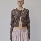 SCULPTOR 2511 Polka Dot Cardigan Brown/Baby Pink