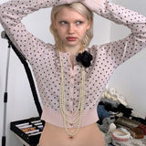 SCULPTOR 2511 Polka Dot Cardigan Baby Pink/Brown