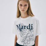 MARDI MERCREDI 2502 TSHIRT TRIPLE FLOWER_IVORY NAVY