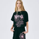 MARDI MERCREDI 2502 TSHIRT TRIPLE FLOWER_BLACK PINK