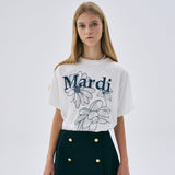 MARDI MERCREDI 2502 TSHIRT TRIPLE FLOWER_IVORY NAVY