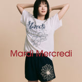 MARDI MERCREDI 2502 TSHIRT TRIPLE FLOWER_IVORY NAVY