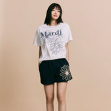 MARDI MERCREDI 2502 TSHIRT TRIPLE FLOWER_IVORY NAVY