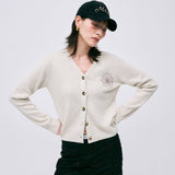MARDI MERCREDI 2511 RACCOON BLENDED CARDIGAN V NECK_OATMEAL BEIGE