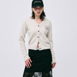 MARDI MERCREDI 2511 RACCOON BLENDED CARDIGAN V NECK_OATMEAL BEIGE