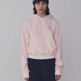 REST & RECREATION 2510 VELVET CROPPED HOODIE - PINK