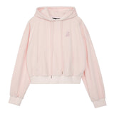 REST & RECREATION 2510 VELVET CROPPED HOODIE - PINK