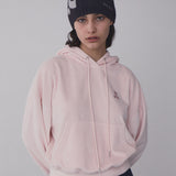 REST & RECREATION 2510 VELVET CROPPED HOODIE - PINK