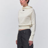 REST & RECREATION SS2404 KNIT HOODIE  IVORY