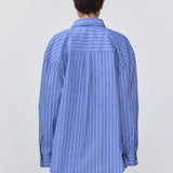 REST & RECREATION SS2404 OVERSIZED STRIPE SHIRT BLUE