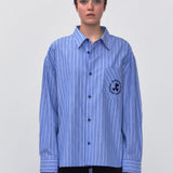 REST & RECREATION SS2404 OVERSIZED STRIPE SHIRT BLUE