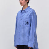 REST & RECREATION SS2404 OVERSIZED STRIPE SHIRT BLUE