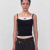 REST & RECREATION SS2404 LAYERED SLEEVELESS TOP  BLACK