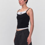 REST & RECREATION SS2404 LAYERED SLEEVELESS TOP  BLACK