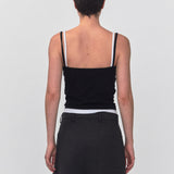 REST & RECREATION SS2404 LAYERED SLEEVELESS TOP  BLACK