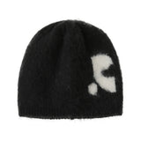 REST & RECREATION 2411  MOHAIR JACQUARD BEANIE - BLACK