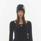 REST & RECREATION 2411  MOHAIR JACQUARD BEANIE - BLACK