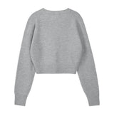 REST & RECREATION 2510 WOOL V-NECK CROPPED KNIT - GREY