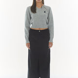 REST & RECREATION 2510 WOOL V-NECK CROPPED KNIT - GREY