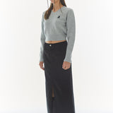 REST & RECREATION 2510 WOOL V-NECK CROPPED KNIT - GREY