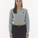 REST & RECREATION 2510 WOOL V-NECK CROPPED KNIT - GREY