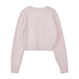 REST & RECREATION 2411 WOOL V-NECK CROPPED KNIT - PINK