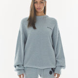 REST & RECREATION 2411 HAIRY JACQUARD KNIT TOP - SKY BLUE