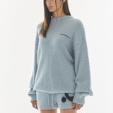 REST & RECREATION 2411 HAIRY JACQUARD KNIT TOP - SKY BLUE