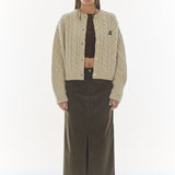 REST & RECREATION 2412 WOOL FISHERMAN KNIT CARDIGAN - IVORY