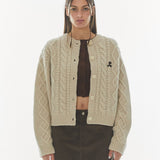 REST & RECREATION 2412 WOOL FISHERMAN KNIT CARDIGAN - IVORY