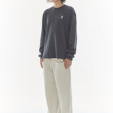 REST & RECREATION 2412  OVERSIZED WAFFLE CREWNECK T-SHIRT - CHARCOAL