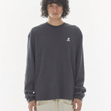 REST & RECREATION 2412  OVERSIZED WAFFLE CREWNECK T-SHIRT - CHARCOAL