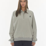 REST & RECREATION 2412 COLLAR RAGLAN SWEATSHIRT - GREY