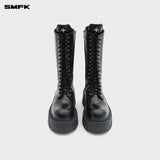 SMFK 2504 幻影皮质高筒机车靴女鞋/荒野黑