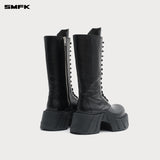 SMFK 2504 幻影皮质高筒机车靴女鞋/荒野黑
