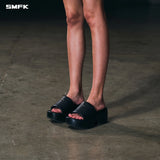 SMFK 2603 平稳皮质高跟拖鞋 荒野黑