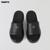 SMFK 2603 平稳皮质高跟拖鞋 荒野黑