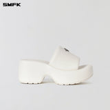 SMFK 2603 平稳皮质高跟拖鞋 云白