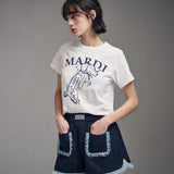 MARDI MERCREDI 2507 SLIM TSHIRT SWING THE TAIL DDANJI_IVORY NAVY
