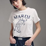 MARDI MERCREDI 2507 SLIM TSHIRT SWING THE TAIL DDANJI_IVORY NAVY