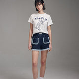 MARDI MERCREDI 2507 SLIM TSHIRT SWING THE TAIL DDANJI_IVORY NAVY