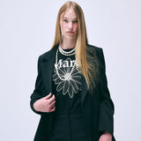 MARDI MERCREDI 2511 SLIM TSHIRT FLOWERMARDI_BLACK IVORY