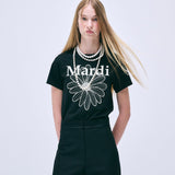 MARDI MERCREDI 2511 SLIM TSHIRT FLOWERMARDI_BLACK IVORY