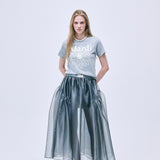 MARDI MERCREDI 2511 SLIM TSHIRT FLOWERMARDI_GREY IVORY