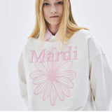MARDI MERCREDI 2603 SWEATSHIRT FLOWERMARDI NEEDLEWORK_WHITE PINK